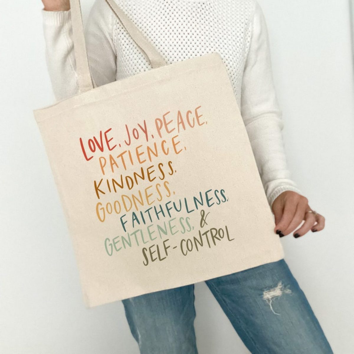 christian gifts canvas shopping tote bag fruits of the spirit quote 3