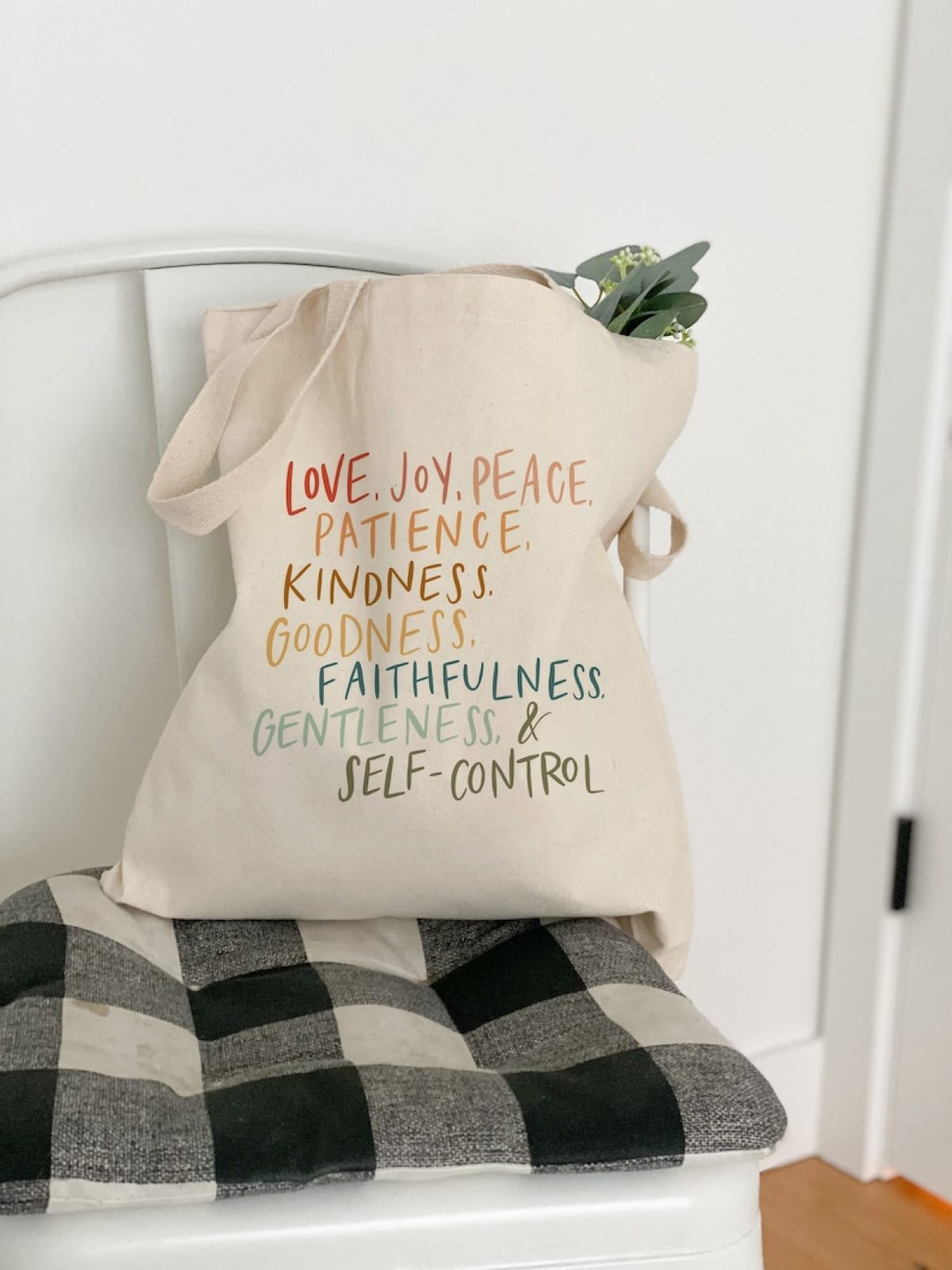 christian gifts canvas shopping tote bag fruits of the spirit quote 6