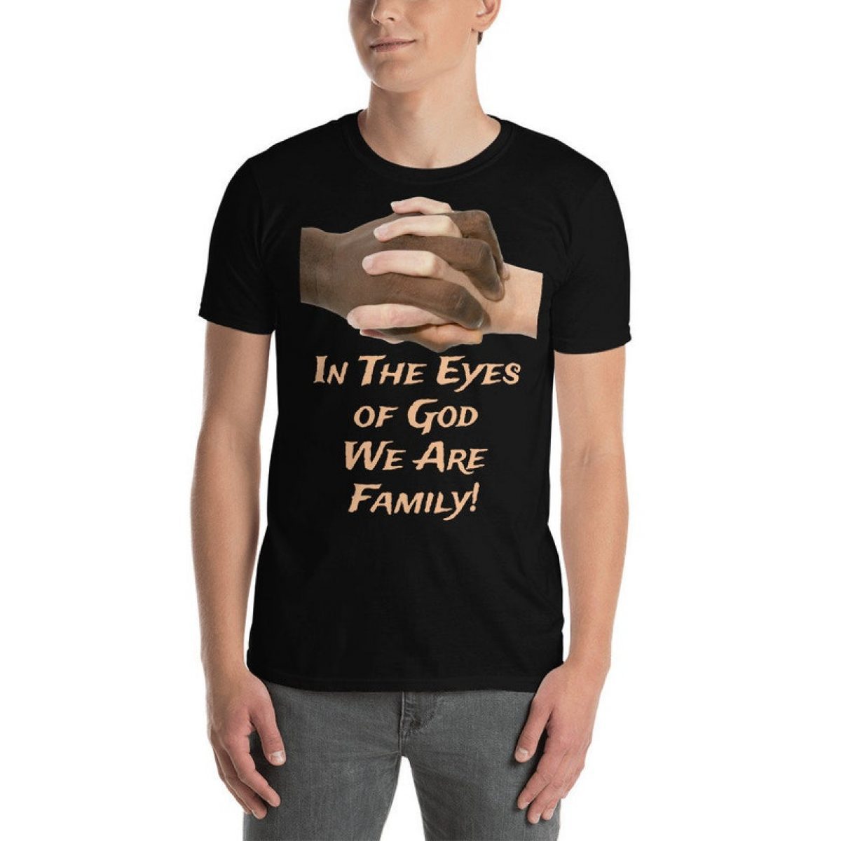 in the eyes of god we are family short sleeve unisex t shirt by the right 1