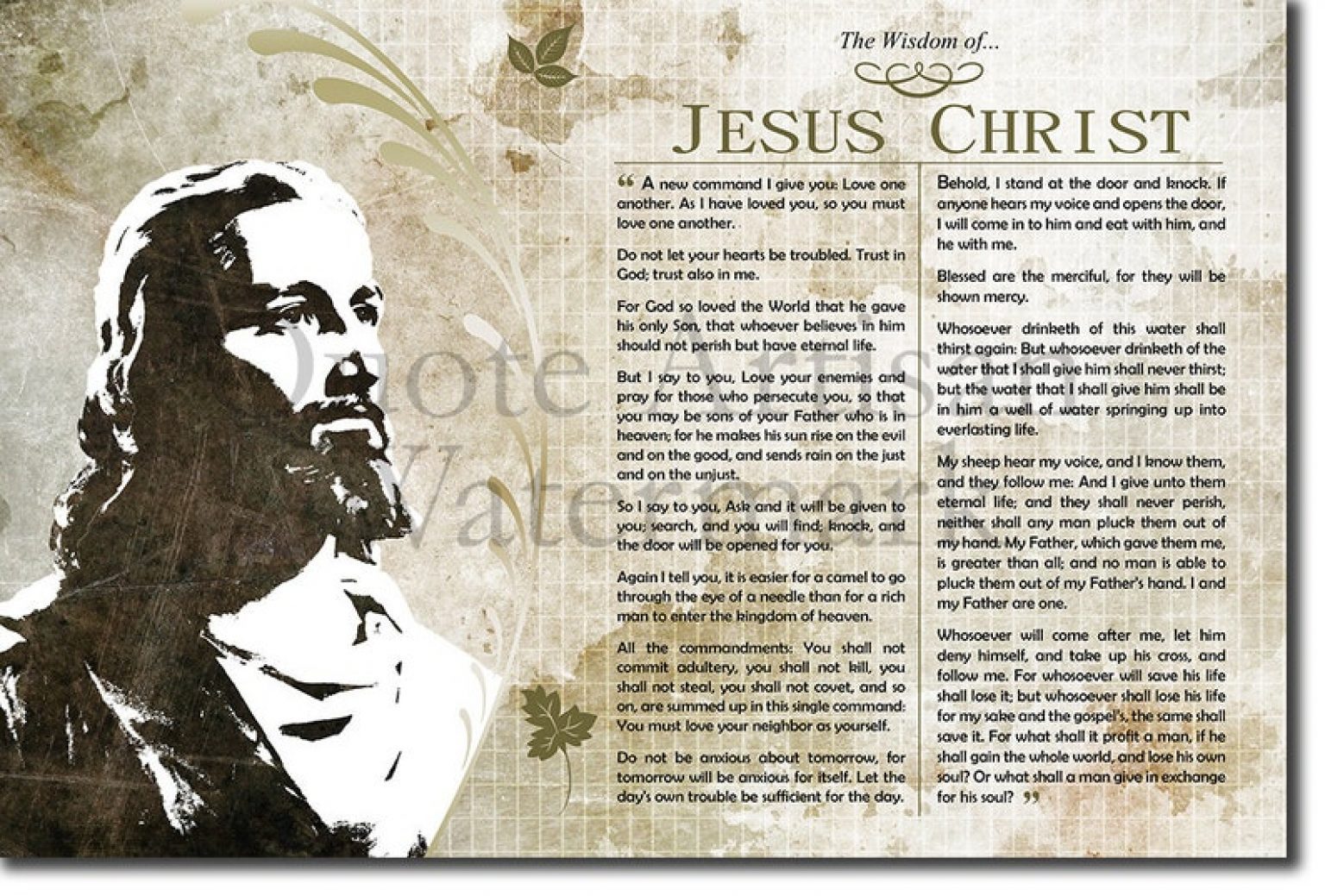 the wisdom of jesus christ original art print featuring his greatest quotes 1