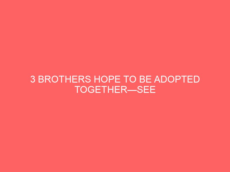 3 Brothers Hope to be Adopted Together—See Their Heartfelt Plea in Search of Forever Family