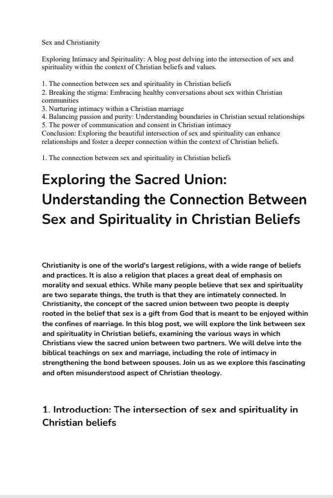 sex and Christianity 1