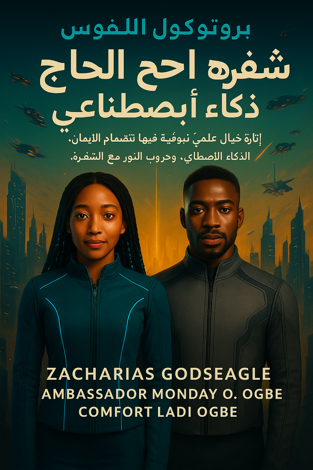 كود الحاج: صحوة الذكاء الاصطناعي (سلسلة بروتوكول الشعارات - الكتاب الأول) فيلم إثارة خيال علمي نبوي حيث يصطدم الإيمان بالذكاء الاصطناعي، وتندلع حروب خفيفة ضد الكود. بواسطة زكريا غودسيجل ; السفير مونداي أو. أوغبي ؛ كومفورت لادي أوغبي
